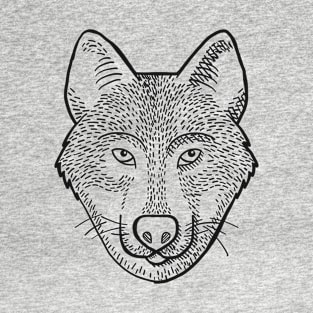 Wolf Face Black and White T-Shirt